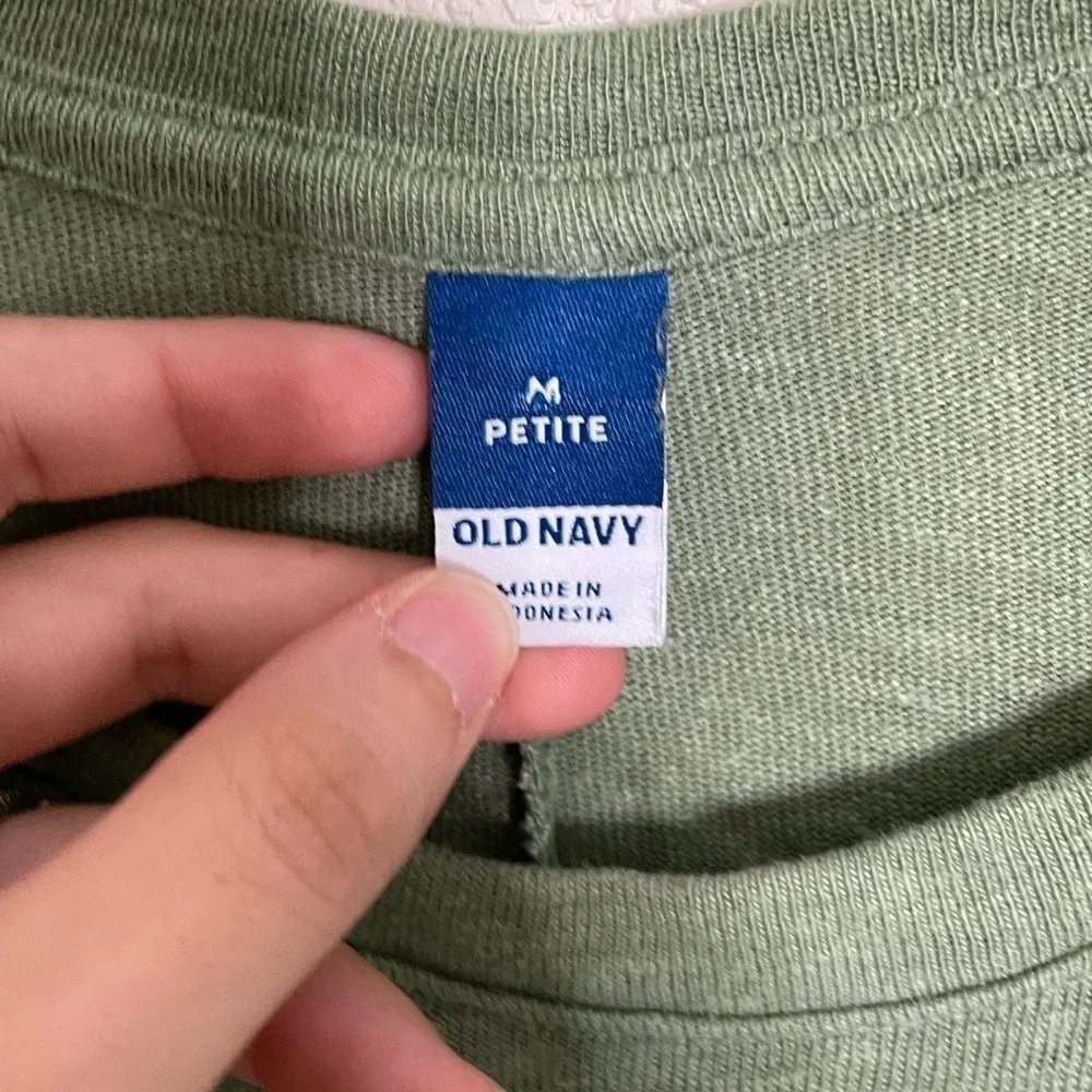 Old Navy Green Olive Tie Side Linen Blend T Shirt Dress Petite Medium